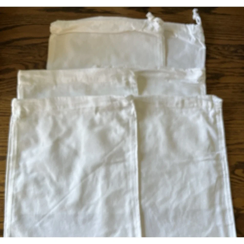 6 - 10 x 12 Cotton Fabric Drawstring Reusable Storage White Bags Craft Quilt‎